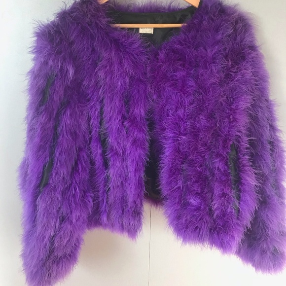 Custom Jackets & Blazers - 100% real Maribou Feather Purple Jacket